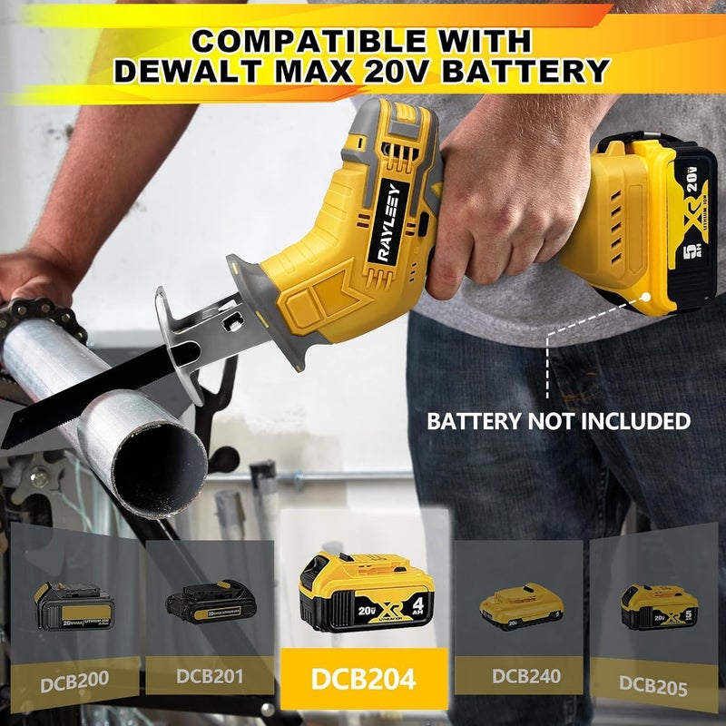 RAYLEEY Cordless Reciprocating Saw Compatible with Dewalt 20V MAX Battery, 0-3500 SPM, Variable Speed Trigger, One-Handed, Keyless Blade Clamp, Tool Only - Image 2